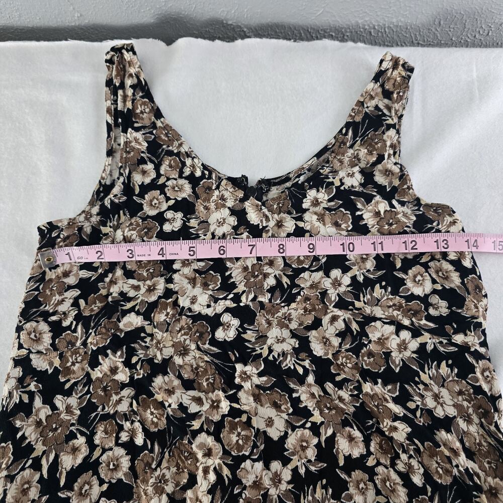 Old Navy Black Brown Dark Floral Slip Fit & Flare Dress Small Y2K Grunge - Picture 4 of 8